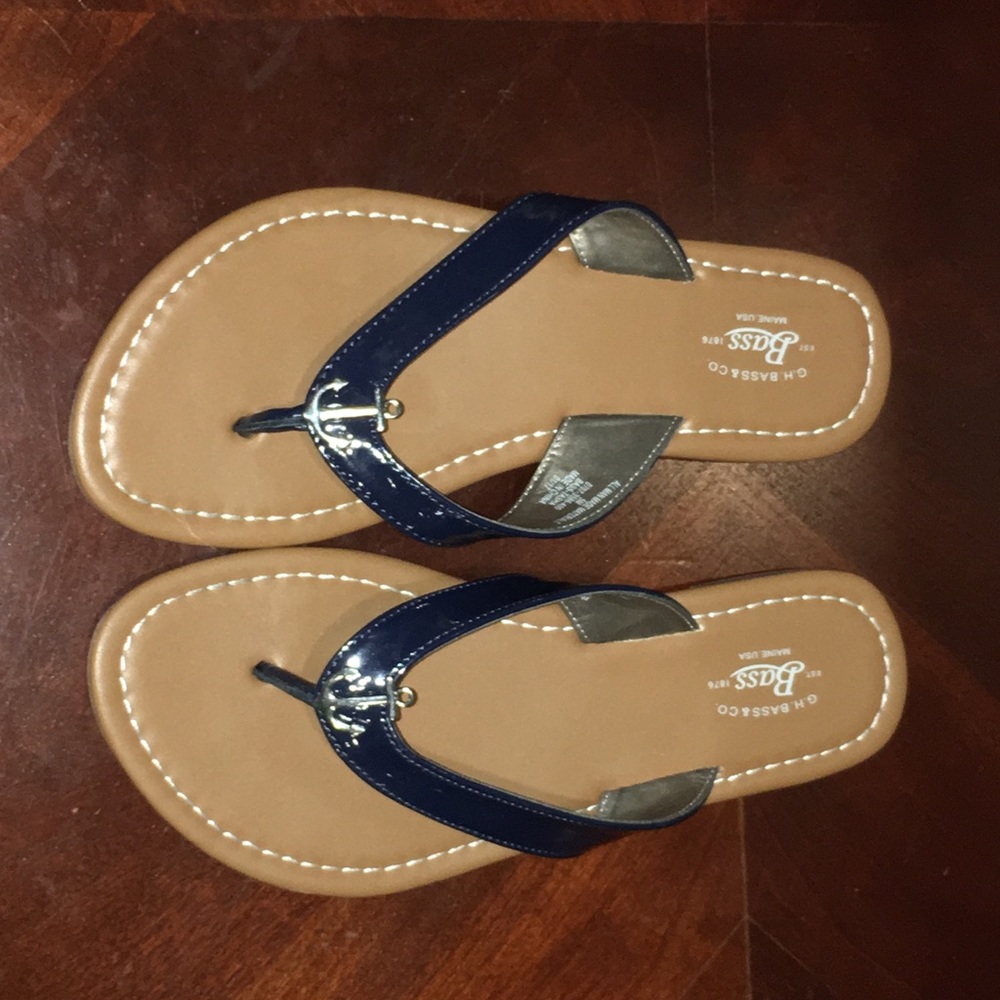 Navy patent leather sandals